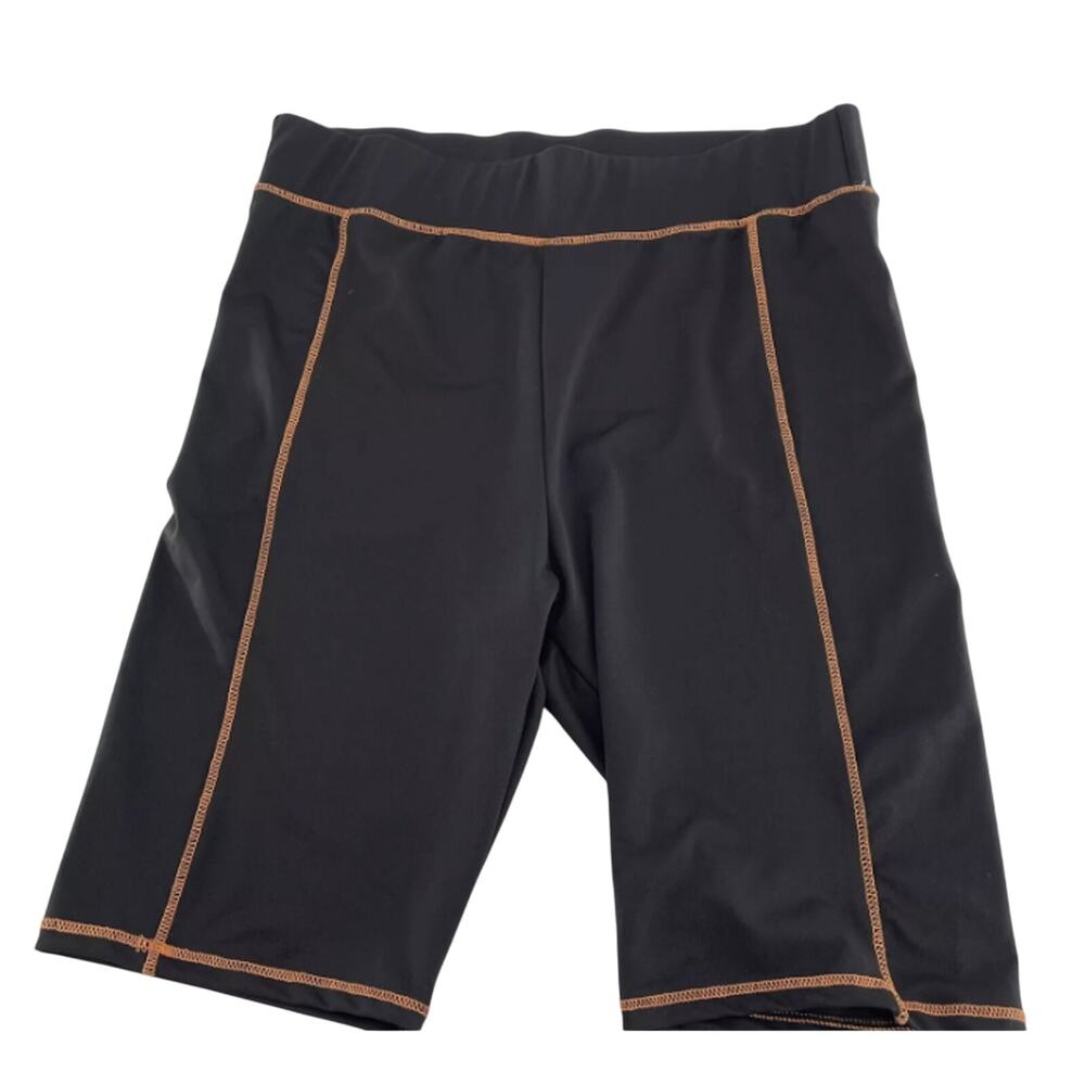 BP Contrast Stitch Bike Shorts Black Neon Orange NWT 5153 Travel Gym Workout